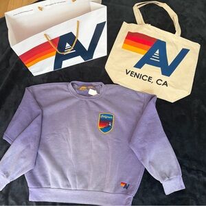 NWT Aviator Nation California Patch Relaxed Crew Sweatshirt  XS + Tote